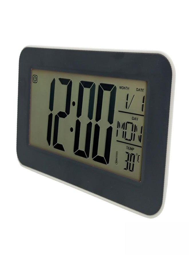 NXZ Digital LCD Display Desk Clock Size 14.2X8X3 cm for with Day Date and Tepreatue, Alarm, Back Light for Home and Office (Black) - Image 1